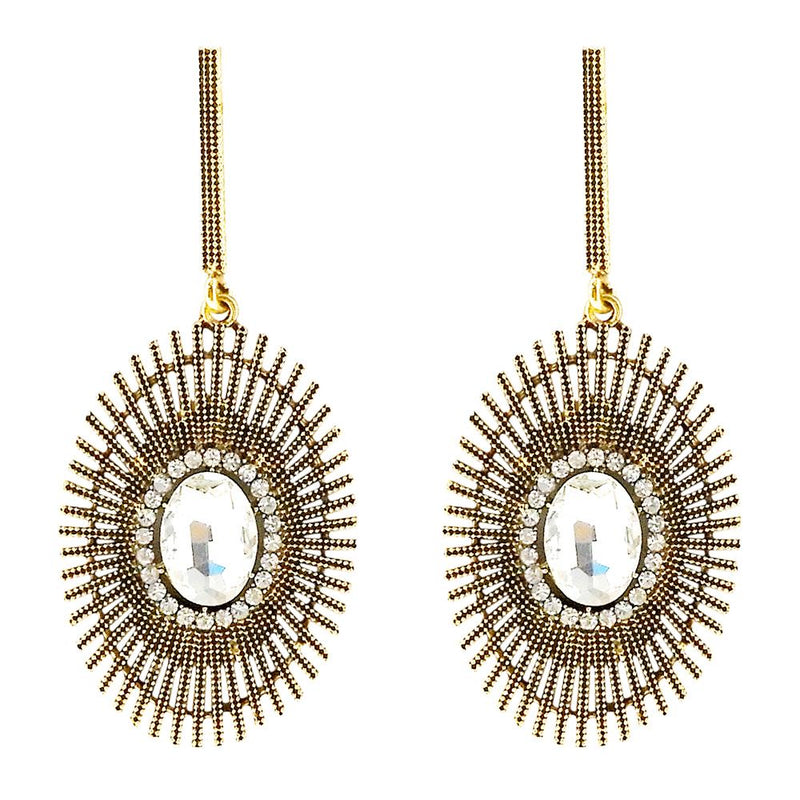 Urthn Austrian Stone Antique Gold Plated Dangler Earrings - 1311202A