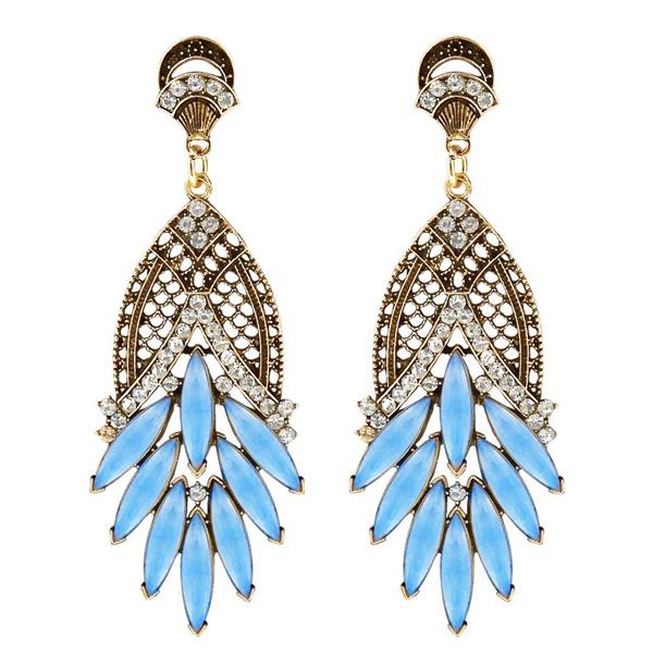 Urthn Blue Crystal And Stone Dangler Earrings - 1311204C