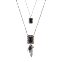 Urthn Silver Plated Pota Stone 2 Layer Chain Necklaces - 1110507C