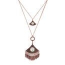 Urthn Rose Gold Plated Crystal Stone 2 Layer Chain Necklaces - 1110514A