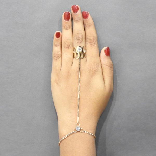 Urthn Gold Plated Austrian Stone Chain Hand Harness - 1502315