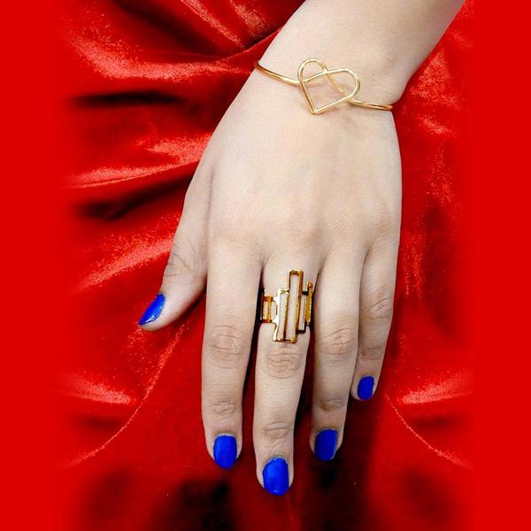 Urthn Gold Plated Ring With Bracelet - 1502337