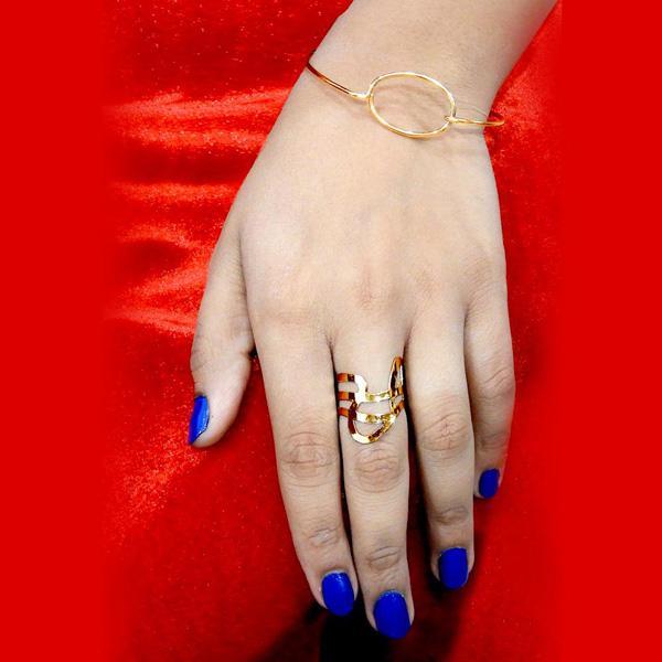Urthn Zinc Alloy Gold Plated Ring With Bracelet - 1502340