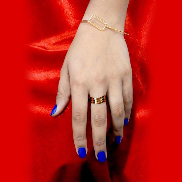 Urthn Gold Plated Ring With Bracelet - 1502343