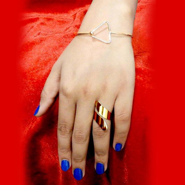 Urthn Gold Plated Ring With Bracelet - 1502345