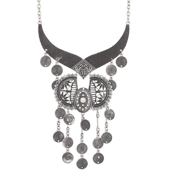 Urthn Zinc Alloy Black Oxidised Boho Necklace - 1110715