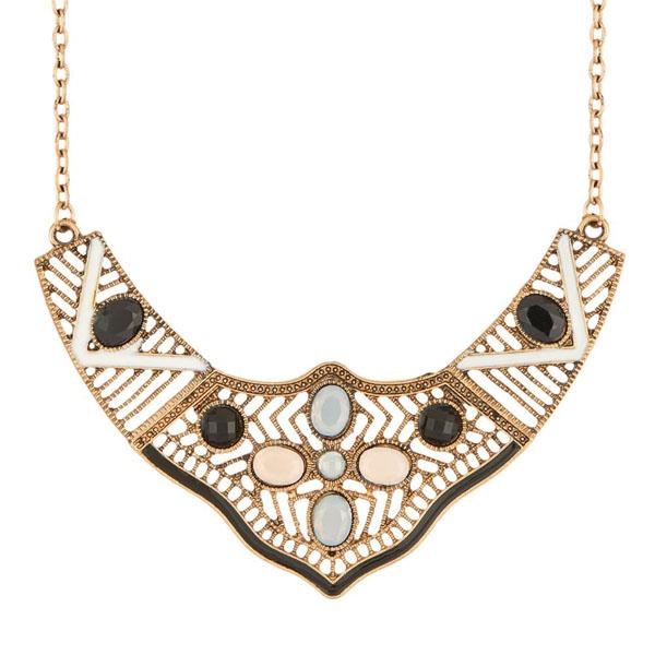 Urthn Multicolour Stone Meenakari Statement Necklace - 1110741C