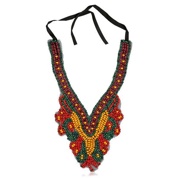 Urthn Multicolor Beads Lace Necklace - 1111202