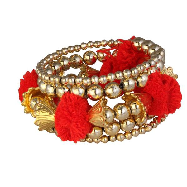 Urthn Gold Plated Red Thread kada - 1403309A