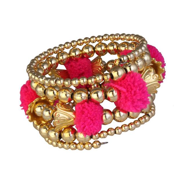 Urthn Gold Plated Pink Thread kada - 1403309E