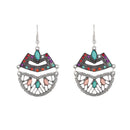 Urthn Rhodium Plated Multicolor Resin Stone Dangler Earrings - 1311801A