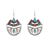 Urthn Rhodium Plated Multicolor Resin Stone Dangler Earrings - 1311801A