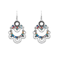 Urthn Multicolor Resin Stone Rhodium Plated Dangler Earrings - 1311803A