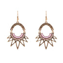 Urthn Pink Resin Stone Antique Gold Plated Dangler Earrings - 1311806D