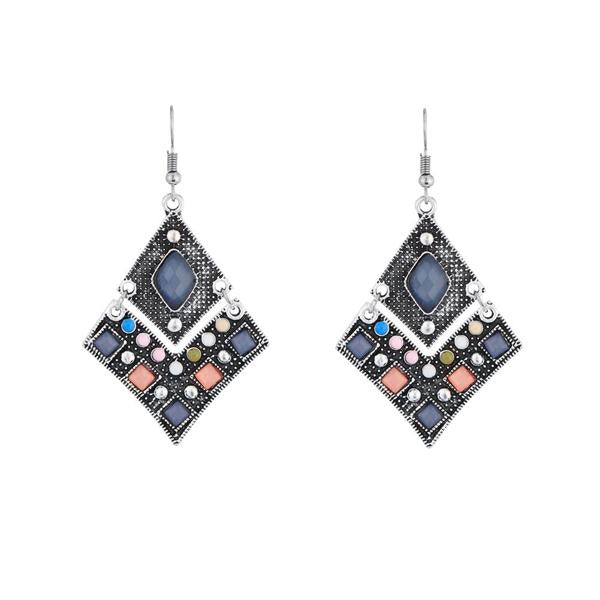 Urthn Crystal Stone Oxidised Dangler Earrings - 1311812A