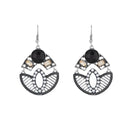 Urthn Black Resin Stone Oxidised Dangler Earrings - 1311817B