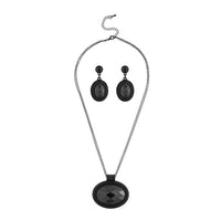 Urthn Resin Stone Oxidised Plated Statement Necklace Set - 1107104E