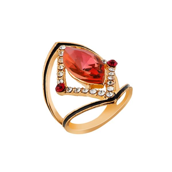 Urthn Maroon Stone Meenakari Gold Plated Ring - 1501826_17