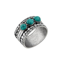 Urthn Rhodium Plated Green Gems Stone Ring - 1501864E_17