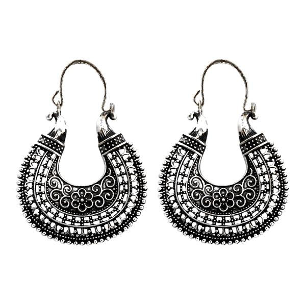 Urthn Black Oxidised Plated Dangler Earrings - 1304729