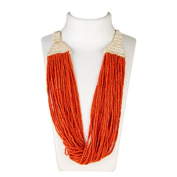 Urthn Orange Beads Statement Necklace Set - 1111603G