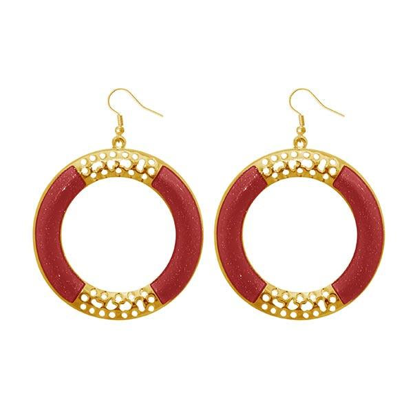 Urthn Gold Plated Red Enamel Dangler Earrings - 1310116C