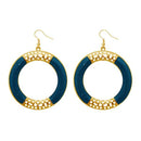 Urthn Gold Plated Blue Enamel Dangler Earrings - 1310116D
