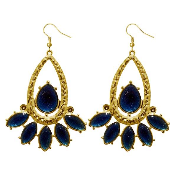 Urthn Blue Resin Stone Gold Plated Dangler Earrings - 1310123B