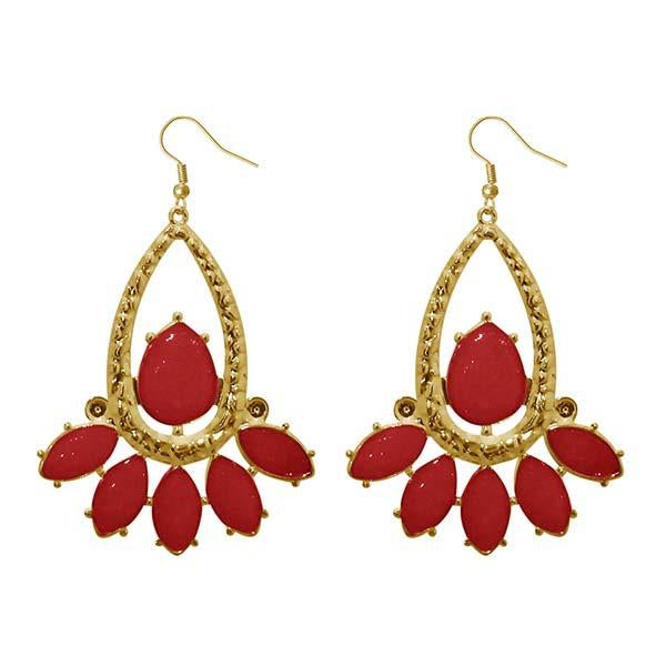 Urthn Maroon Resin Stone Gold Plated Dangler Earrings - 1310123C