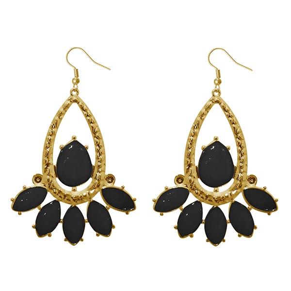 Urthn Black Resin Stone Gold Plated Dangler Earrings - 1310123D