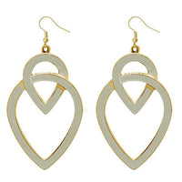 Urthn White Enamel Gold Plated Dangler Earrings - 1310124D