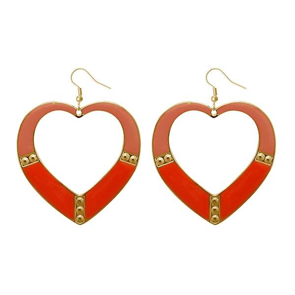 Urthn Red Enamel Gold Plated Dangler Earrings - 1310125B