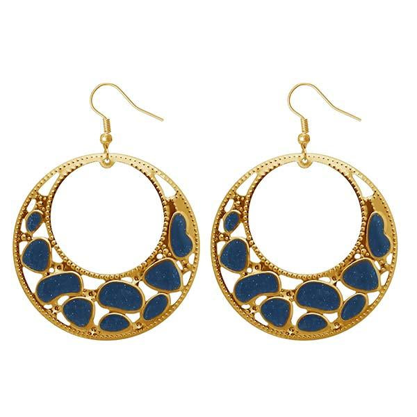 Urthn Blue Enamel Gold Plated Dangler Earrings - 1310127B