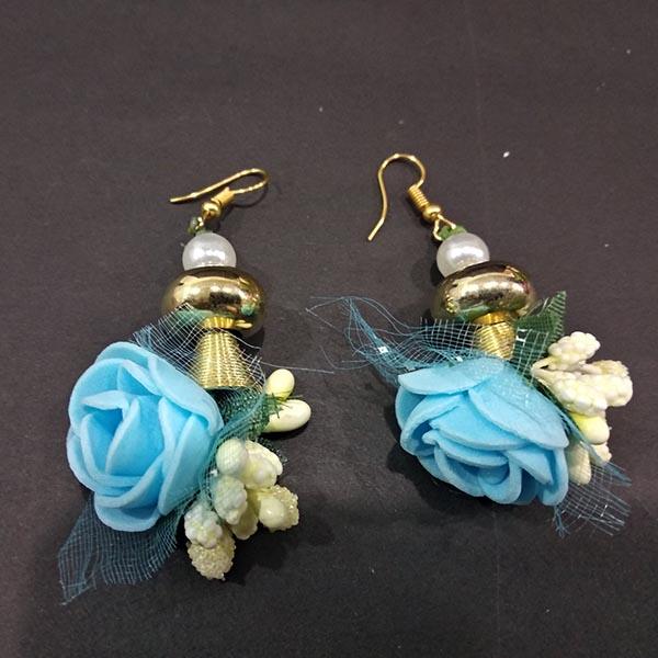 Urthn Blue Floral Design Dangler Earrings - 1313432F