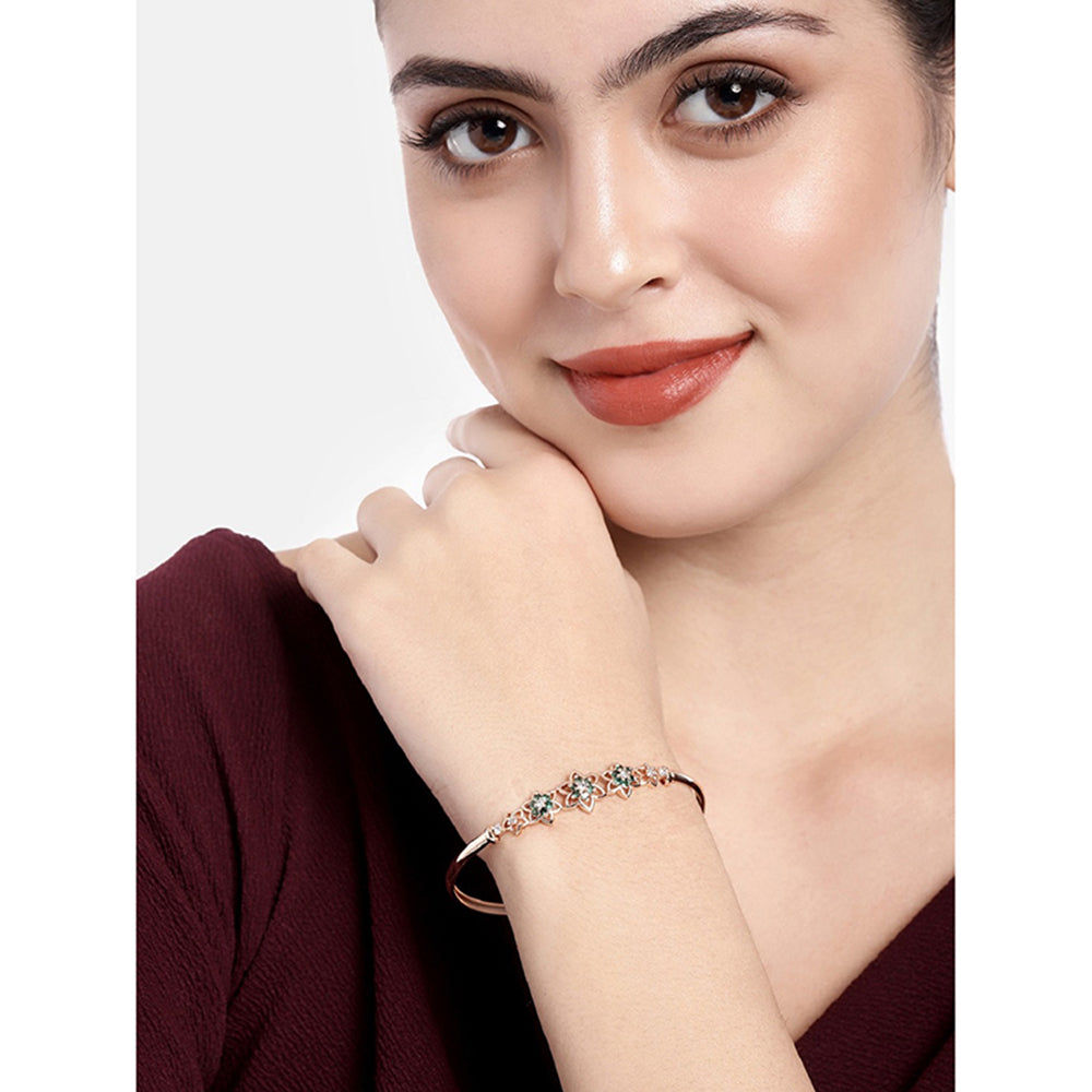 Etnico Rose Gold Plated Cubic Zirconia Bracelet Jewellery for Women & Girls (ADB189G)