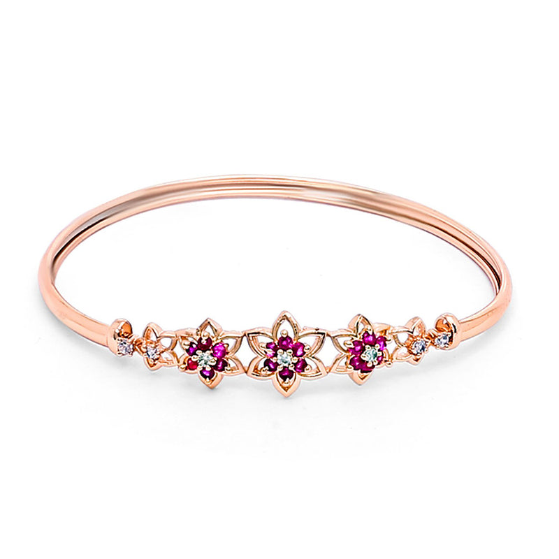 Etnico Rose Gold Plated Cubic Zirconia Bracelet Jewellery for Women & Girls (ADB189Q)