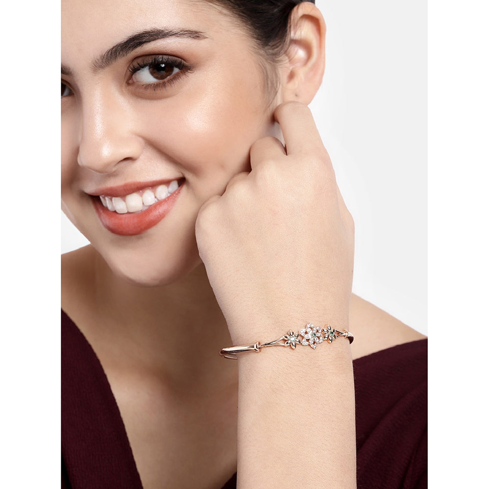 Etnico Rose Gold Plated Cubic Zirconia Bracelet Jewellery for Women & Girls (ADB190G)
