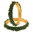 Etnico Gold Plated Traditional Pearl Beaded Bangle Set For Women (ADB314G-a) (Pack of 2)