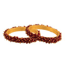 Etnico Gold Plated Traditional Pearl Beaded Bangle Set For Women (ADB314M-a) (Pack of 2)