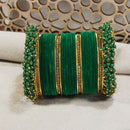 Etnico Gold Plated Traditional Velvet Chuda Bangle Set With Pearl Kada for Men (ADB315G-a) (Pack of 1) (Green)