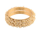 Etnico Gold Plated Traditional Pink Velvet Chuda Bangle Set With Pearl Kada (ADB315Pi-a) (Pack of 1)