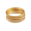 Etnico Gold Plated Traditional Pink Velvet Chuda Bangle Set With Pearl Kada (ADB315Pi-a) (Pack of 1)
