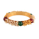 Etnico Gold Plated Traditional Pearl Beaded Bangle Set For Women (ADB319FL-a) (Pack of 2)