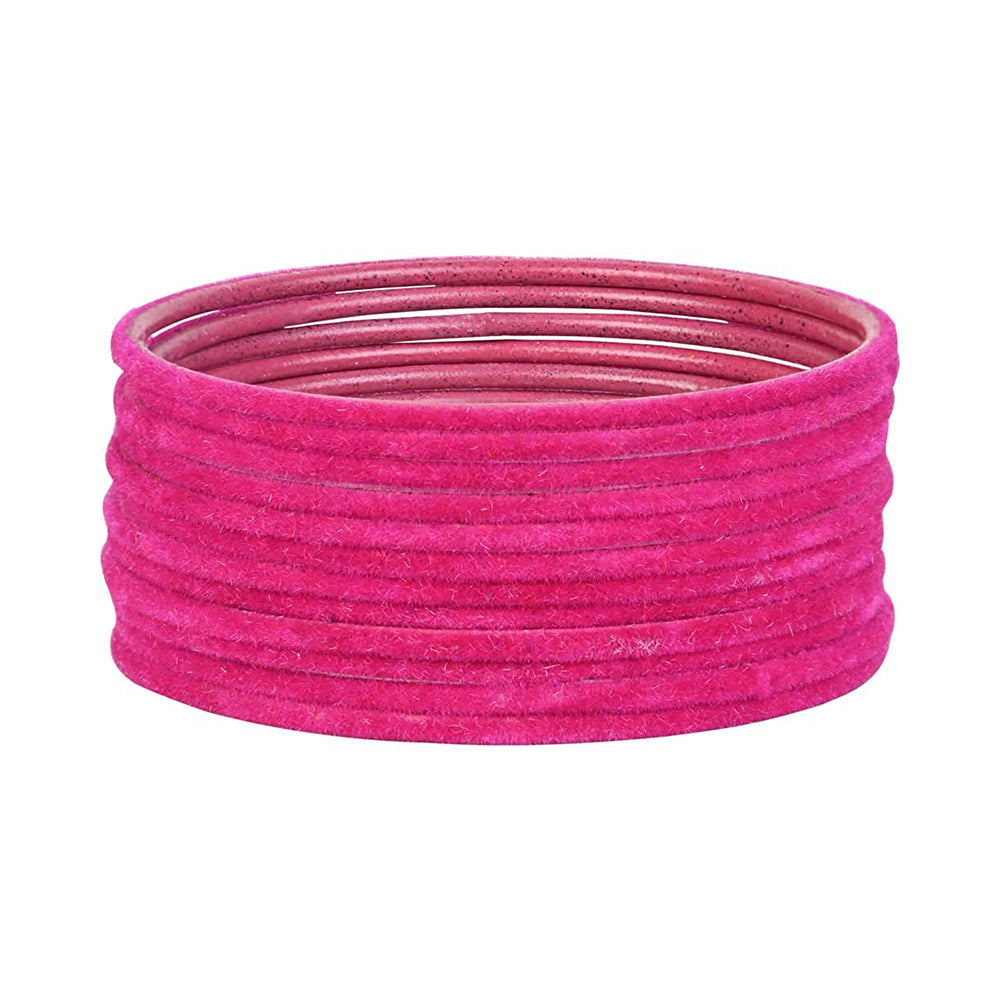 Etnico 18K Gorgeous Traditional Multi Color Plain Metal Velvet Chuda Bangle Set for Women & Girls (ADB329-a) (Set of 48 )