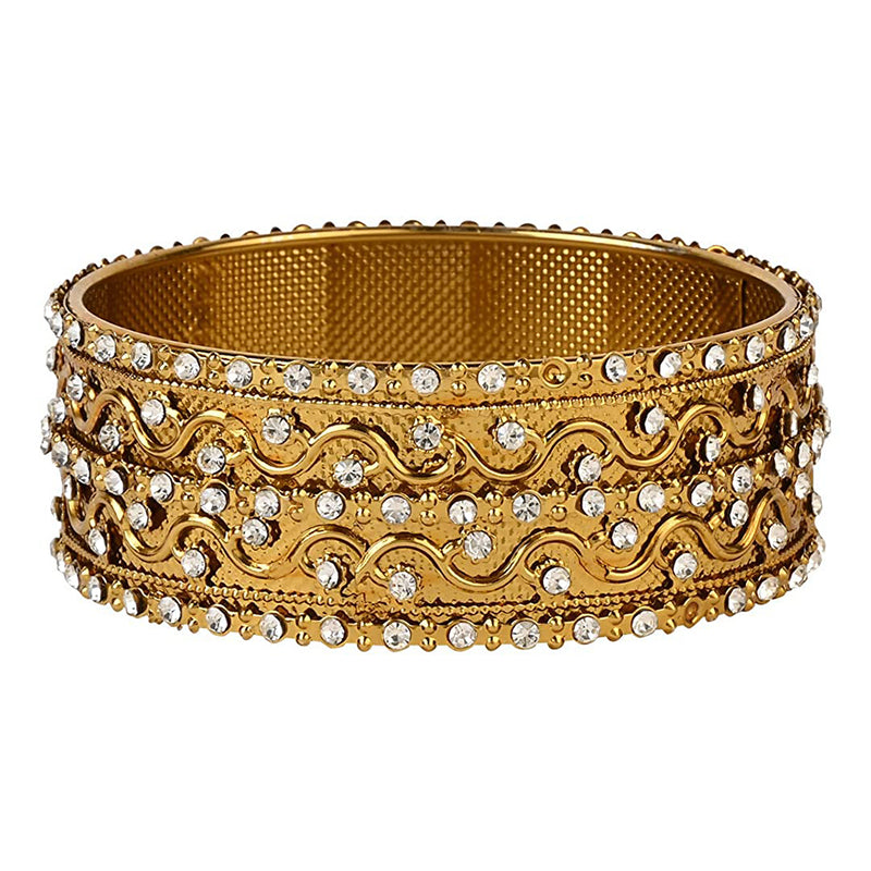 Etnico Gold Plated Plated Traditional Kundan & Stone Studded Kada Bangles for Women (ADB331FL-a)