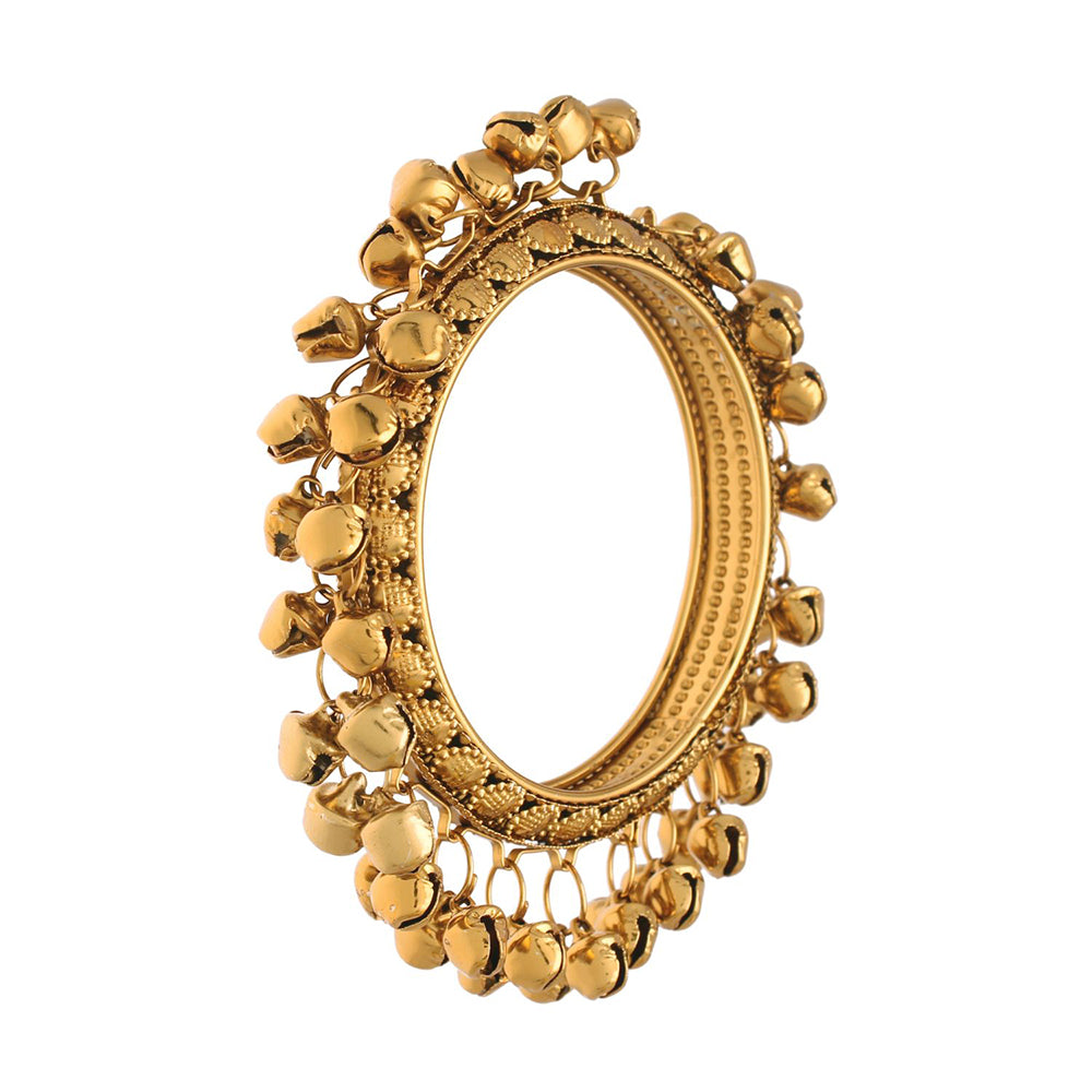 Etnico 18k Gold Plated Alloy Intricately Designed Handcrafted Embellished with Ghungroo Bangles for Women (ADB424FL-a)