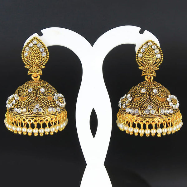 Mahavir Gold Plated White Pearl Jhumki Earrings - AI JUMKHI 1603