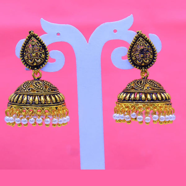 Mahavir Gold Plated White Pearl Jhumki Earrings - AI JUMKHI 1636