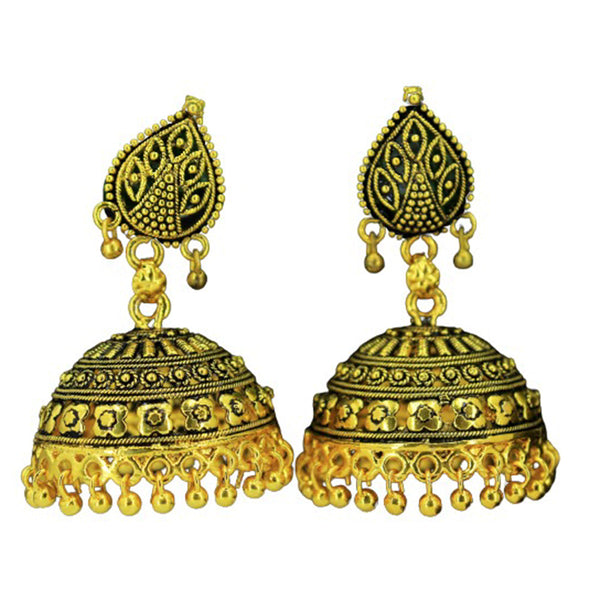 Mahavir Gold Plated & Beads Jhumki Earrings