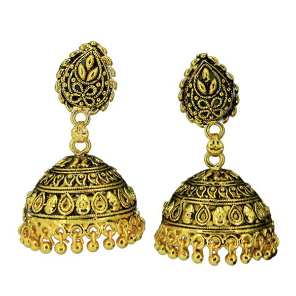 Mahavir Gold Plated & Beads Jhumki Earrings